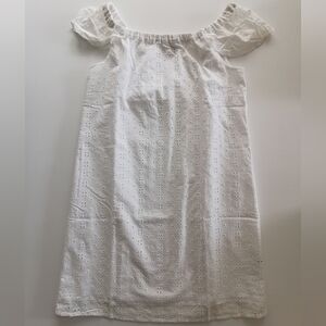 J. Crew White Cotton Eyelet Cap Shoulder Strap Detail Mini Dress